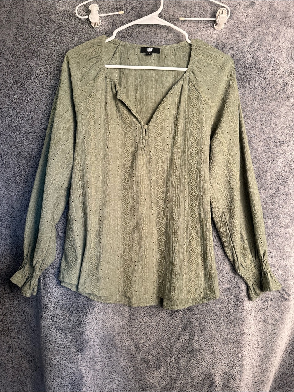Frye Sage Green Peasant Blouse - Long Sleeve
